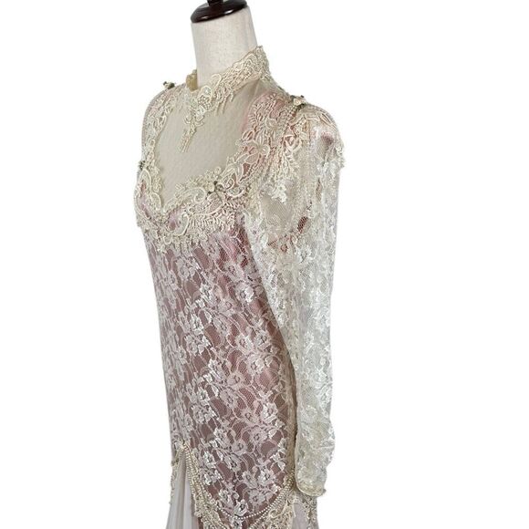 SOLD DO NOT PURCHASE Vintage 1980s French Lace Ca 2 piece Dress Women’s 6* Pink - Picture 3 of 14